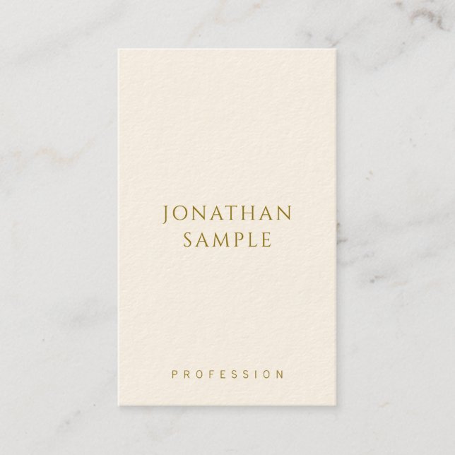 Custom Gold Text Template Modern Elegant Vertical Business Card (Front)