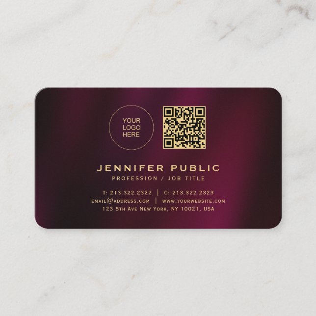 Custom Gold Text Upload Your Logo Rounded Corner Business Card (Front)