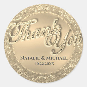 Custom Gold Thank You Classic Round Sticker
