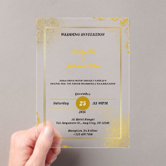 Custom Gold Together with Their families Wedding Acrylic Invitations