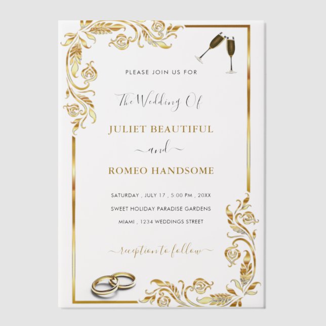 Custom Gold Vellum Wedding Invitation Template (Front)