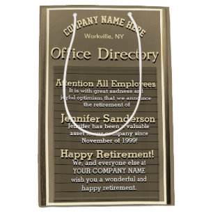 Custom Gold Vintage Retirement Sign Medium Gift Bag
