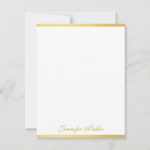 Custom Gold White Handwriting Script Name Vertical Card