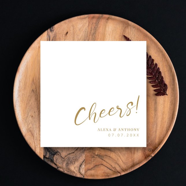 Custom Gold & White Wedding Napkins - Cheers! (Custom Gold & White Wedding Napkins - Cheers!
)