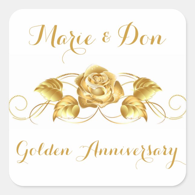 Custom Golden Anniversary Envelope Seal Stickers (Front)