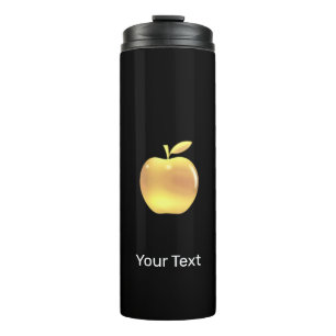 Custom golden apple image on black thermal tumbler