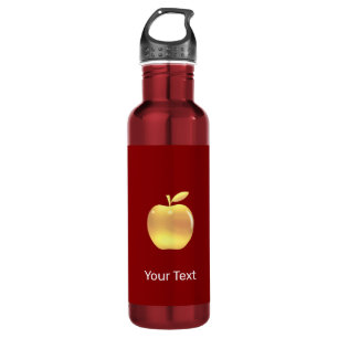 Custom golden apple image on red 710 ml water bottle