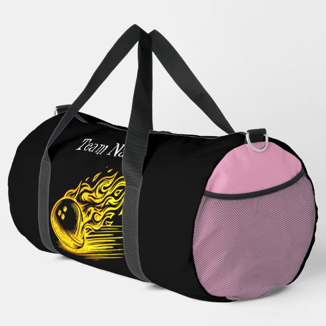 Custom Golden Bowling Art Design Duffle Bag (Right Corner)