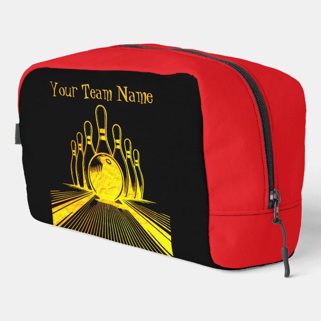 Custom Golden Bowling Team Logo Dopp Kit (Right Corner)