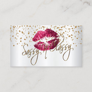 Custom - Golden Confetti & Hot Pink Lips Business Card