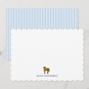 Custom Golden Doodle Blue Stripe Logo Stationary Thank You Card