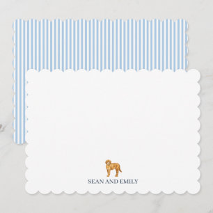 Custom Golden Doodle Blue Stripe Logo Stationary Thank You Card