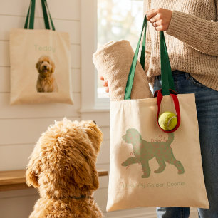 Custom Golden Doodle Photo Personalised Name Tote Bag
