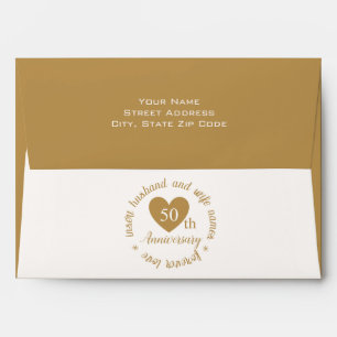 Custom Golden Heart 50th Wedding Anniversary Envelope