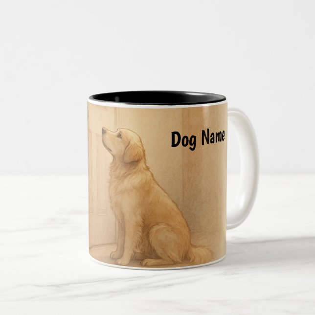 Custom Golden Retriever "Always Waiting" Mug (Front Right)