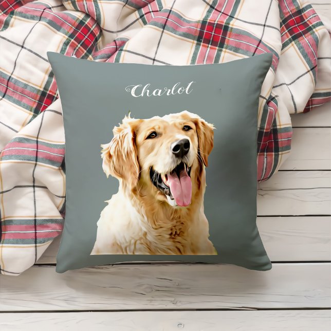 Custom Golden Retriever Dog Personalised Drawn Cushion (Creator Uploaded)