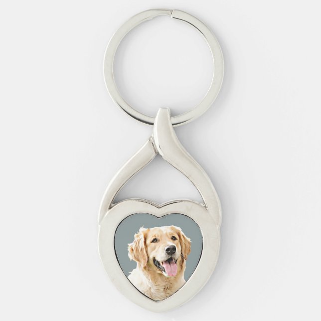 Custom Golden Retriever Dog Personalised Drawn Key Ring (Front)