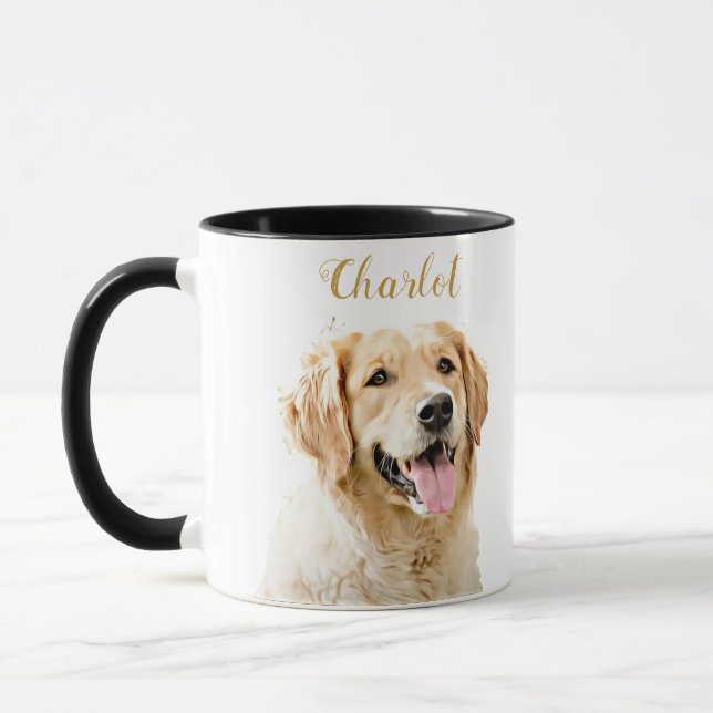 Custom Golden Retriever Dog Personalised Drawn Mug (Left)