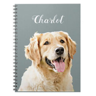 Custom Golden Retriever Dog Personalised Drawn Notebook