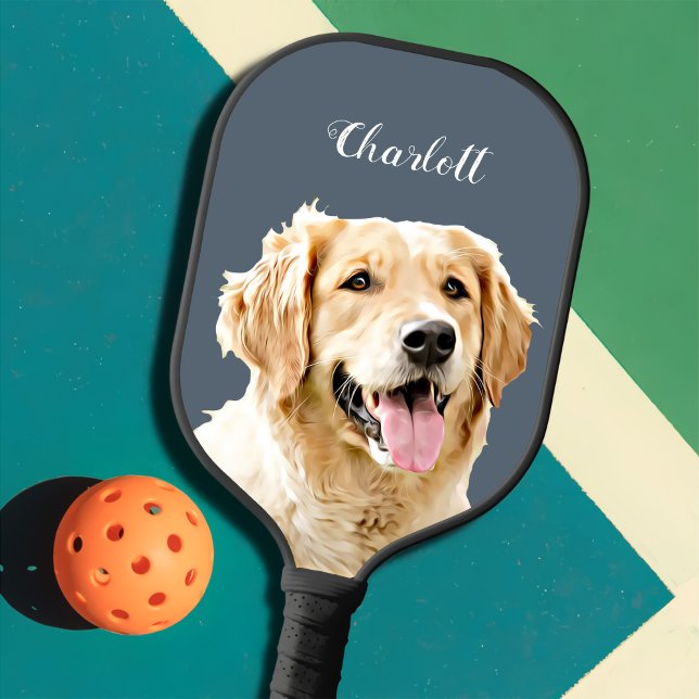 Custom Golden Retriever Dog Personalised Drawn Pickleball Paddle (Creator Uploaded)