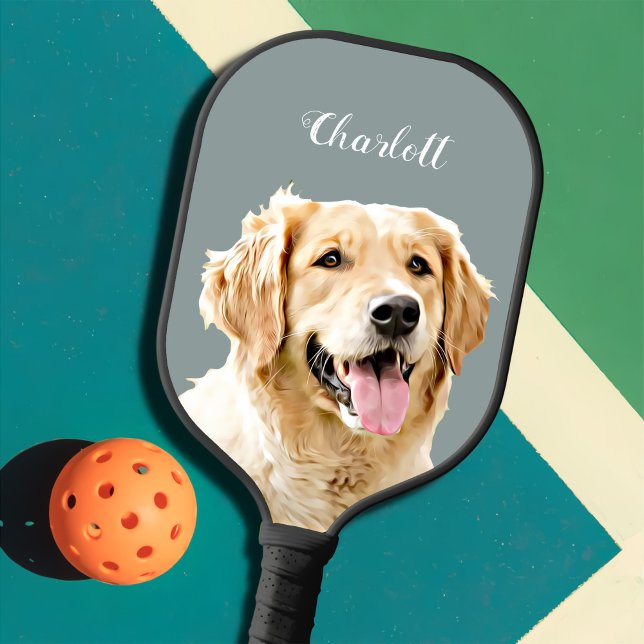 Custom Golden Retriever Dog Personalised Drawn Pickleball Paddle (Creator Uploaded)
