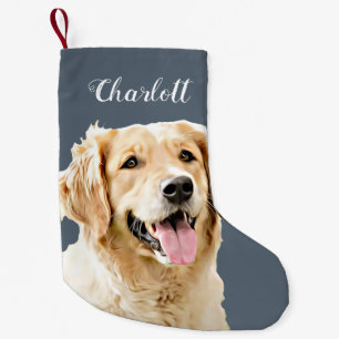 Custom Golden Retriever Dog Personalised Drawn Small Christmas Stocking