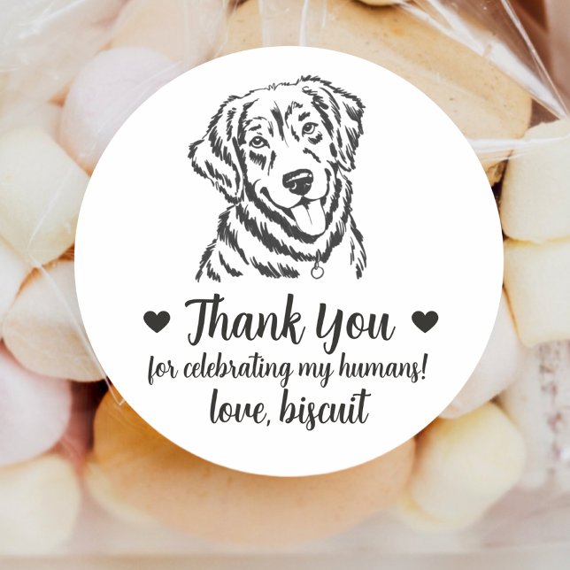 Custom Golden Retriever Dog Wedding Favour Sticker (Creator Uploaded)