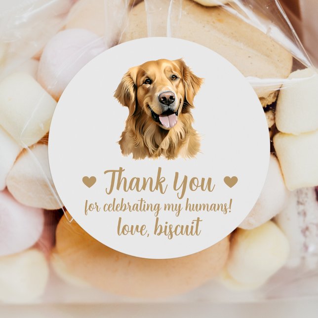 Custom Golden Retriever Dog Wedding Favour Sticker (Creator Uploaded)