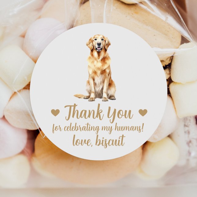 Custom Golden Retriever Dog Wedding Favour Sticker (Creator Uploaded)