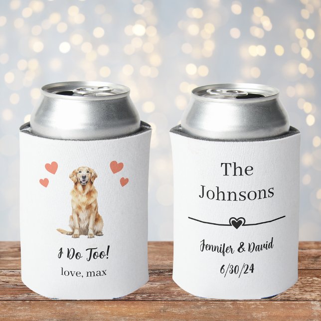 Custom Golden Retriever Pet Wedding Can Cooler (Creator Uploaded)