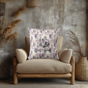 Custom Golden Retriever Portrait Abstract Pattern Cushion