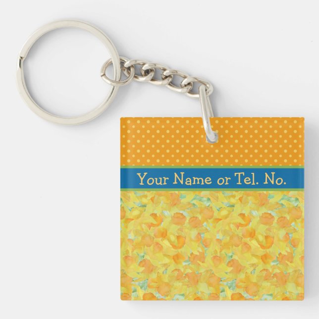 Custom Golden Yellow Daffodils Keychain (Front)