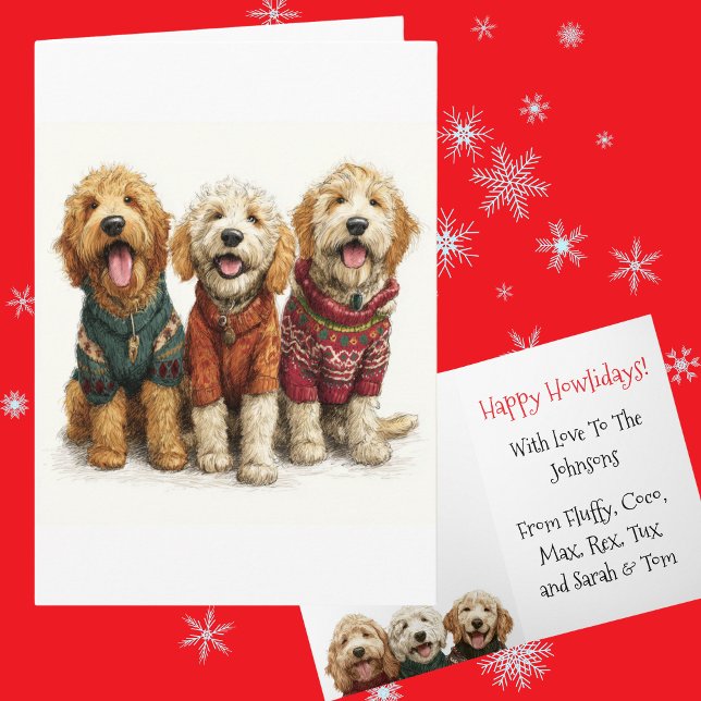 Custom Goldendoodle Christmas Ugly Sweater Holiday Card (Creator Uploaded)
