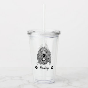 Custom Goldendoodle Dog Personalised Drawing Acrylic Tumbler