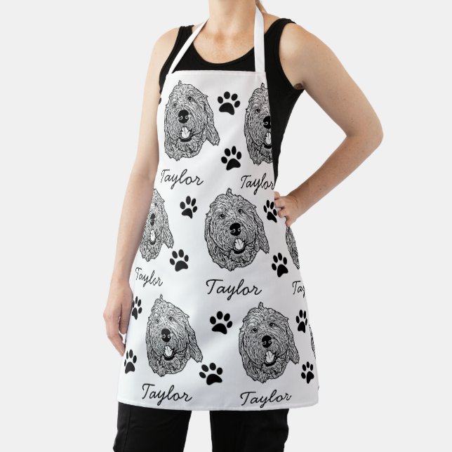 Custom Goldendoodle Dog Personalised Drawing Apron (Insitu)