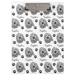Custom Goldendoodle Dog Personalised Drawing Clipboard