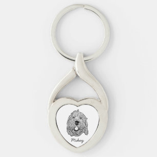 Custom Goldendoodle Dog Personalised Drawing Key Ring