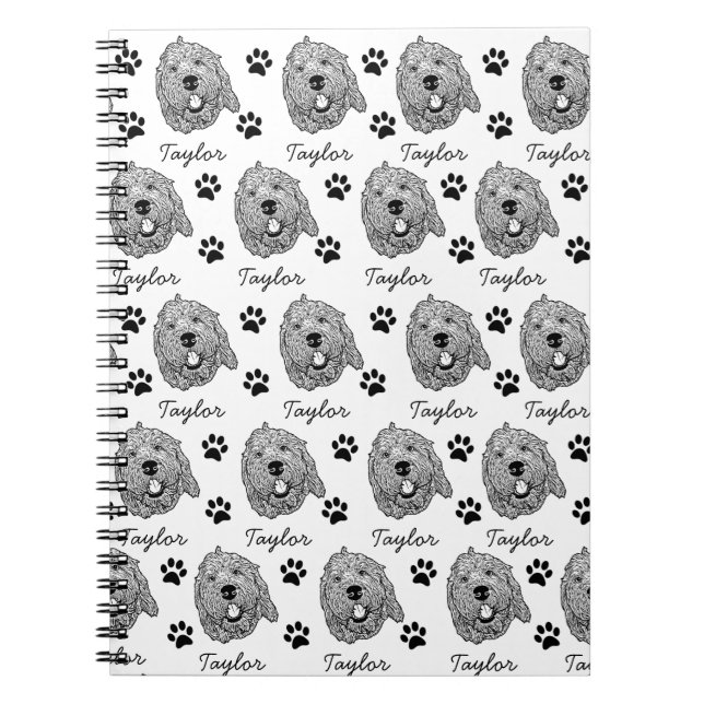 Custom Goldendoodle Dog Personalised Drawing Notebook (Front)