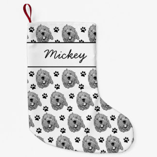 Custom Goldendoodle Dog Personalised Drawing Small Christmas Stocking
