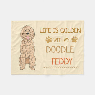 Custom Goldendoodle Personalised Name Aesthetic Fleece Blanket