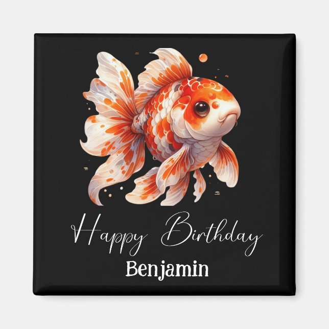 Custom goldfish birthday modern simple magnet (Front)