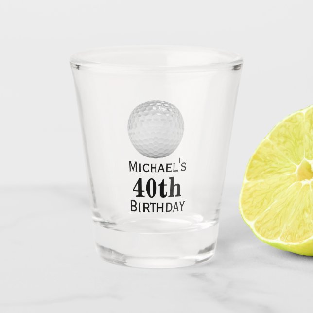 Custom Golf 40th Birthday Party Favour Shot Glass (Front)
