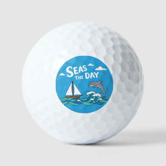 Custom golf ball set- nautical seas the day (Front)