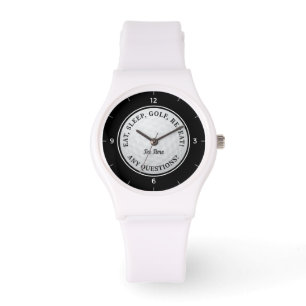 Custom Golf Ball Sports Golfer Quote Black & White Watch