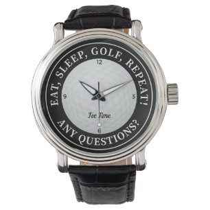 Custom Golf Ball Sports Golfer Quote Black & White Watch