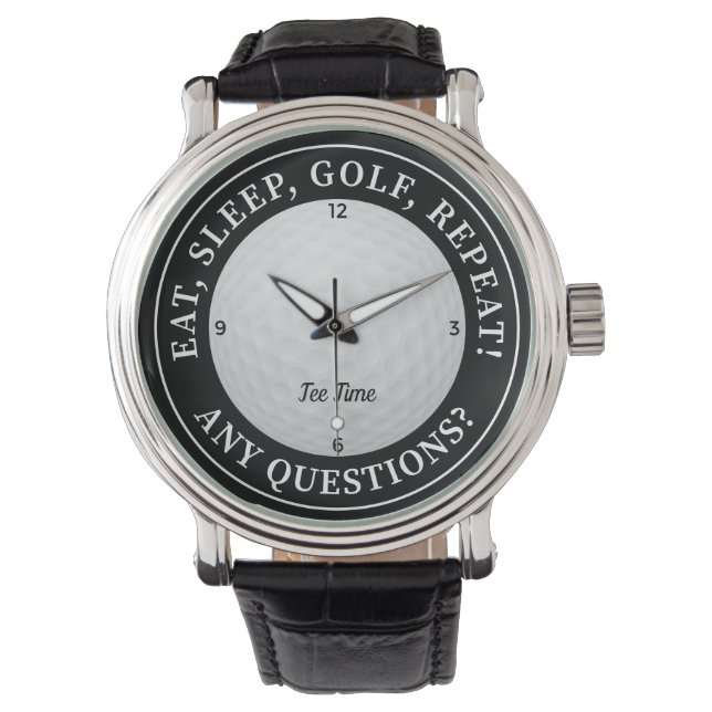 Custom Golf Ball Sports Golfer Quote Black & White Watch (Front)