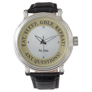 Custom Golf Ball Sports Golfer Quote Gold & Black Watch