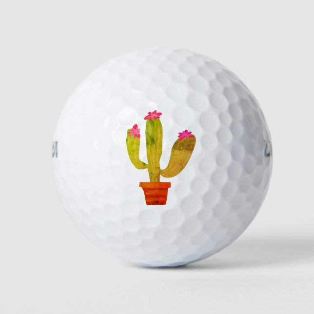 Custom golf balls with cute cactus plant logo (Front)