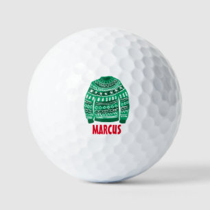 Custom golf balls with ugly xmas sweater logo