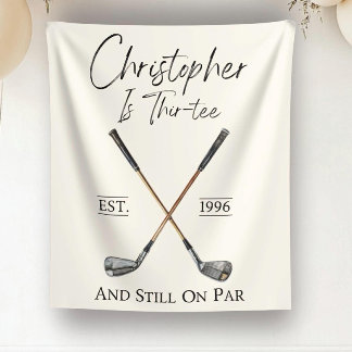 Custom Golf Birthday Banner Mens Golf Decor Tapestry